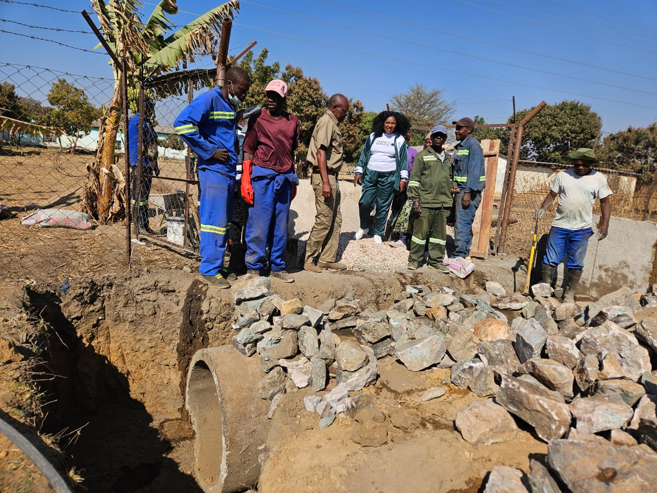 Council team inspecting culvert construction