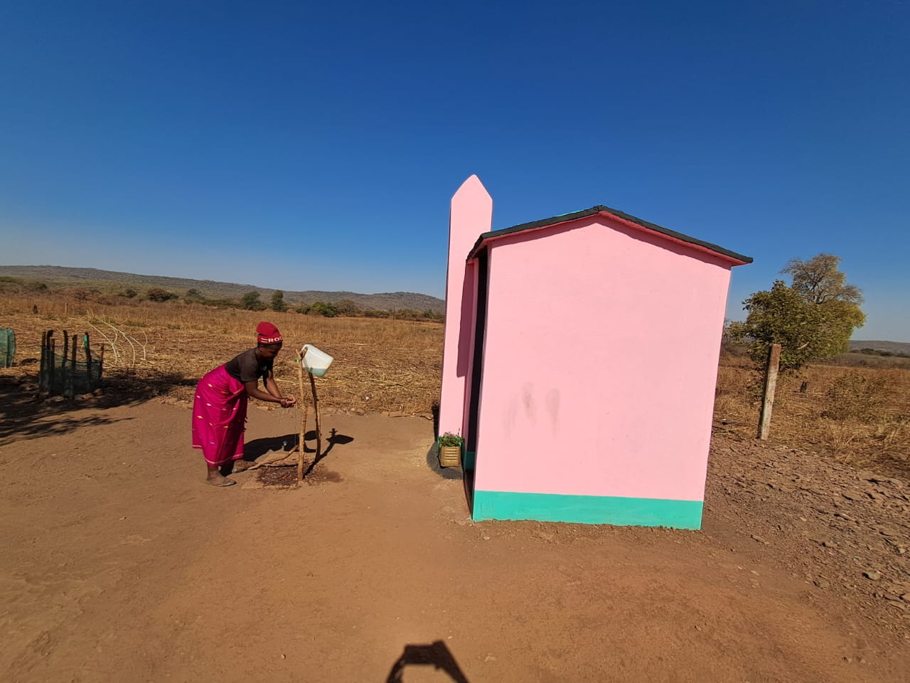 Completed standard toilet and handwashing facility in Mwemba Village Six